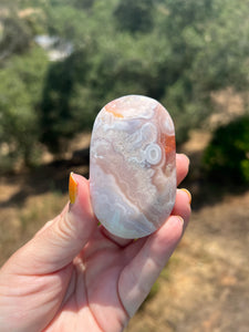 Pink Amethyst Flower Agate Palm Stone