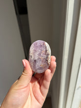 Load image into Gallery viewer, Chevron Anethyst and Crazy Lace Agate Palm Stone Intuitively Selected 15KV