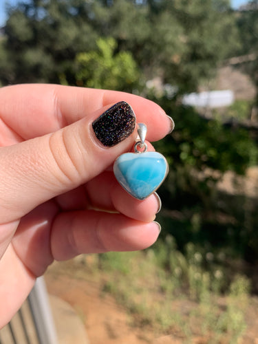 Larimar Heart Sterling Silver Pendant