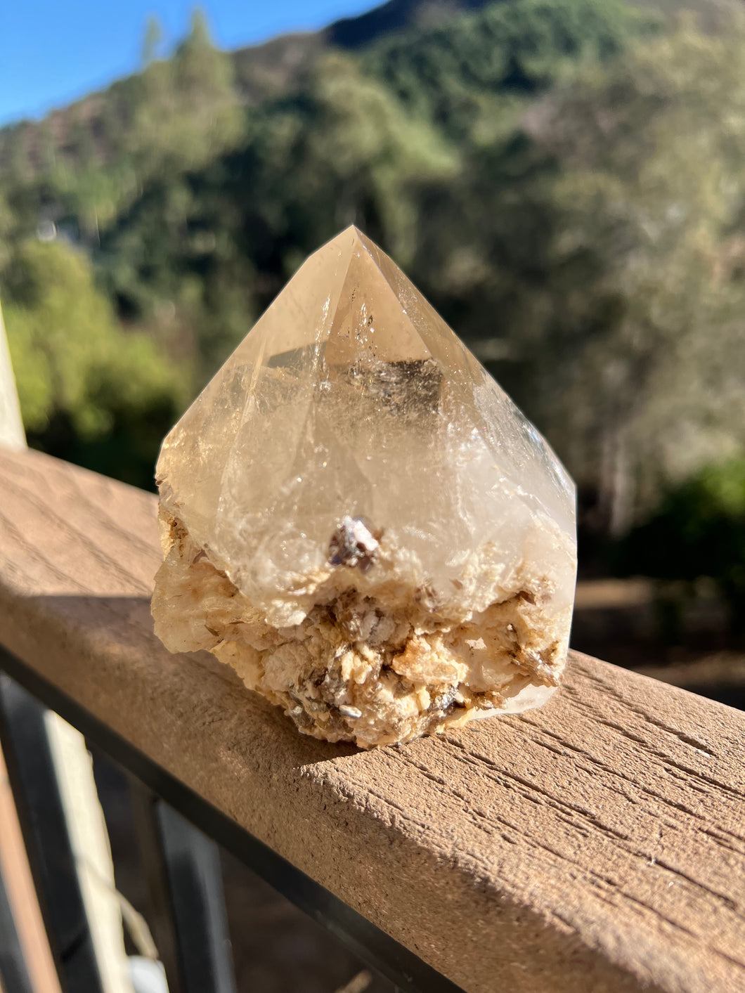Citrine Tower with Mica and Albite Raw Section
