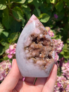 Pink Amethyst Druzy Flame**