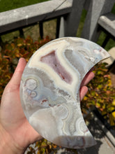 Load image into Gallery viewer, Pink Flower Agate Moon on Stand 165BJ