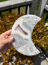 Load image into Gallery viewer, Pink Flower Agate Moon on Stand 165BJ