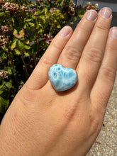 Load image into Gallery viewer, Adjustable size 6.5 Larimar Heart Ring 80ZZ