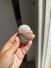 Load image into Gallery viewer, Chevron Anethyst and Crazy Lace Agate Palm Stone Intuitively Selected 15KV