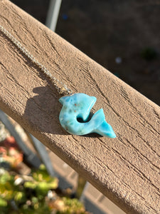 Larimar Dolphin Sterling Silver Pendant