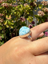 Load image into Gallery viewer, Adjustable size 6.5 Larimar Heart Ring 80ZZ
