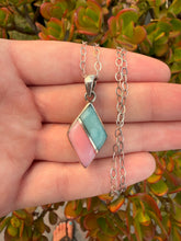 Load image into Gallery viewer, Half Larimar Half Pink Conch Shell Necklace 85TA