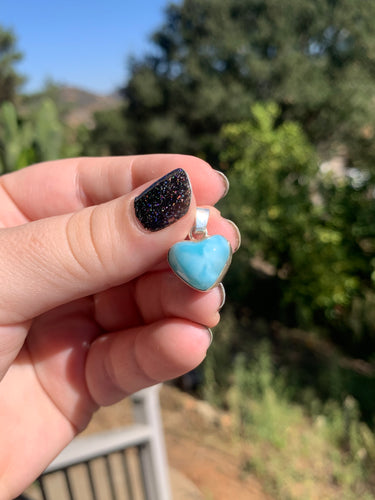 Larimar Heart Sterling Silver Pendant