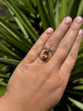 Load image into Gallery viewer, Citrine Eye Ring Size 7 50RD