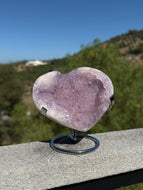 Pink Lavender Amethyst Heart With Stand 140GH