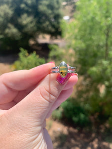 Larimar and Amber Double Sided Ring Size 9.75