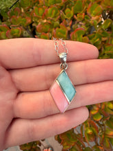Load image into Gallery viewer, Half Larimar Half Pink Conch Shell Necklace 85TA