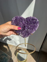 Load image into Gallery viewer, Amethyst Heart on Stand 55HS