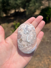 Load image into Gallery viewer, Pink Amethyst Flower Agate Palm Stone
