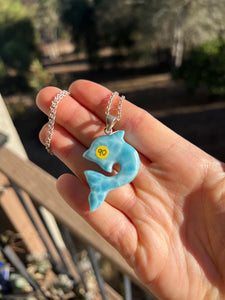 Larimar Dolphin Sterling Silver Pendant