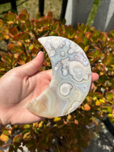 Load image into Gallery viewer, Pink Flower Agate Moon on Stand 48UR