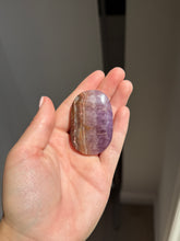 Load image into Gallery viewer, Chevron Anethyst and Crazy Lace Agate Palm Stone Intuitively Selected 15KV