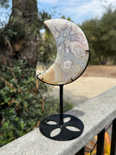 Load image into Gallery viewer, Pink Flower Agate Moon on Stand 48UR