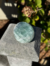 Load image into Gallery viewer, Blue Fluorite Palm Stone 80VE
