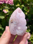 Pink Amethyst Druzy Flame
