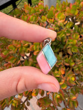 Load image into Gallery viewer, Half Larimar Half Pink Conch Shell Necklace 85TA