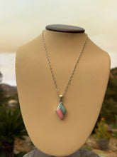 Load image into Gallery viewer, Half Larimar Half Pink Conch Shell Necklace 85TA