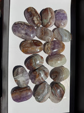 Load image into Gallery viewer, Chevron Anethyst and Crazy Lace Agate Palm Stone Intuitively Selected 15KV