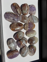 Load image into Gallery viewer, Chevron Anethyst and Crazy Lace Agate Palm Stone Intuitively Selected 15KV