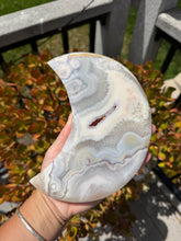 Load image into Gallery viewer, Pink Flower Agate Moon on Stand 165BJ