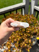 Load image into Gallery viewer, Pink Flower Agate Moon on Stand 35FH