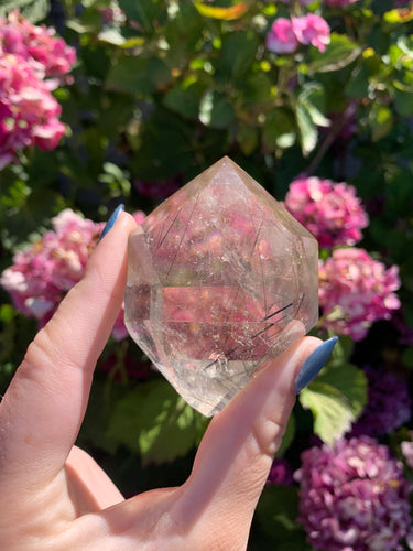 Citrine Black Tourmaline Double Terminated Point