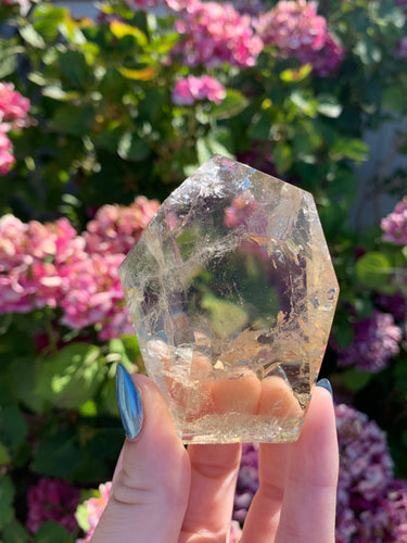 Citrine Standing Geometric with etchings face