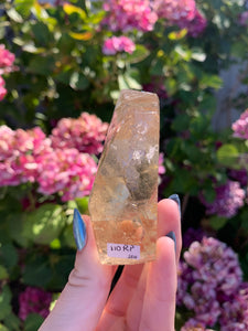 Citrine Standing Geometric with etchings face