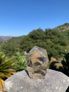 Citrine Standing Geometric with etchings face