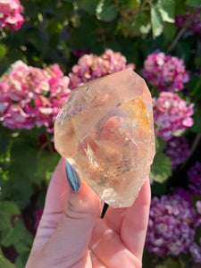 Citrine Tower With etching face on Stand