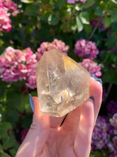 Load image into Gallery viewer, Citrine Tower With etching face on Stand