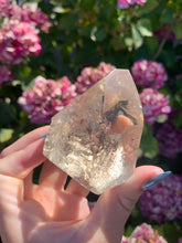 Load image into Gallery viewer, Citrine Tower With etching face on Stand