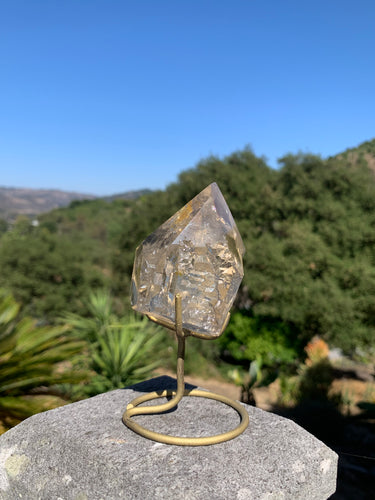 Citrine Tower With etching face on Stand