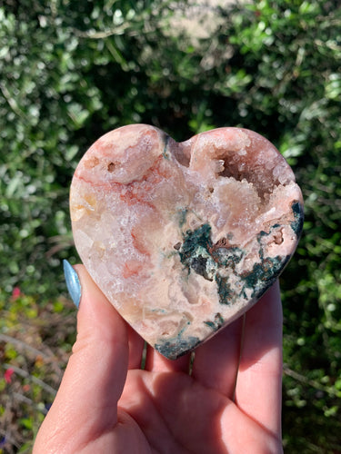 Pink Amethyst Heart with Green Jasper