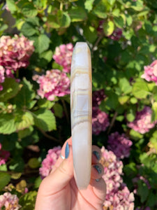 Flower Agate Moon with Stand