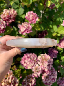 Flower Agate Moon with Stand