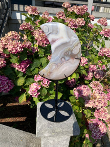 Flower Agate Moon with Stand
