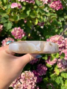 Flower Agate Moon with Stand