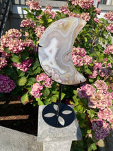 Load image into Gallery viewer, Flower Agate Moon with Stand