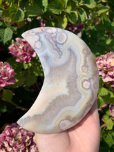 Load image into Gallery viewer, Flower Agate Moon with Stand