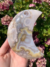 Load image into Gallery viewer, Flower Agate Moon with Stand