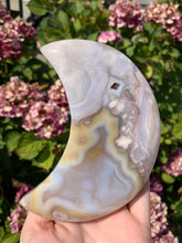 Load image into Gallery viewer, Flower Agate Moon with Stand