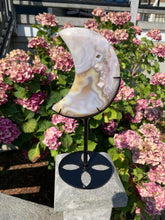 Load image into Gallery viewer, Flower Agate Moon with Stand