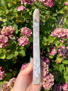 Flower Agate Moon with Stand